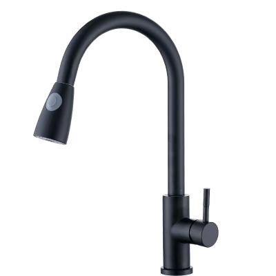 China Hot Selling Matte Black Pull Out Kitchen Faucets Simply Metered Faucet SUS304 Spray Head Kitchen Sink Faucet Simply for sale