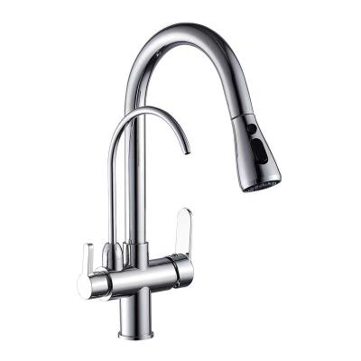 China Pull Out Spray Modern Chrome Purification Sink Faucets Pull Out Sprayer Kitchen Faucet With Water Filter 3 Way Mixer Kitchen Faucet for sale