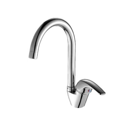 China Wholesale Deck Mounted Hot Cold Water Metered Single Hole Chrome Faucets OEM Zinc Faucet Rotate Kitchen Sink Faucet for sale