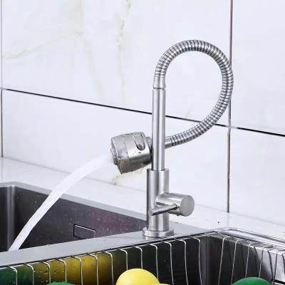 China Good Wholesale Price Faucets Single Metered Cold Water Kitchen Universal Faucet Spray Head 360 Rotation Stainless Steel Sink Faucet for sale