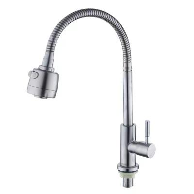 China North Africa Faucets Rotatable Swivel Spout Faucet Cold Water Metered Flexible Hose For Kitchen Sink Faucet Stainless Steel Faucet for sale