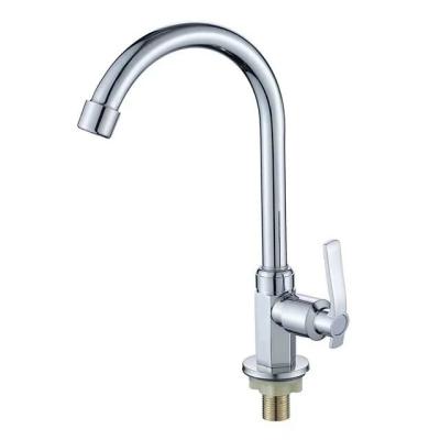 China Hot Sale Factory Metered Faucets Directly Zinc Single Cold Kitchen Faucet Good Quality Chrome Deck Mounted Kitchen Sink Faucets for sale