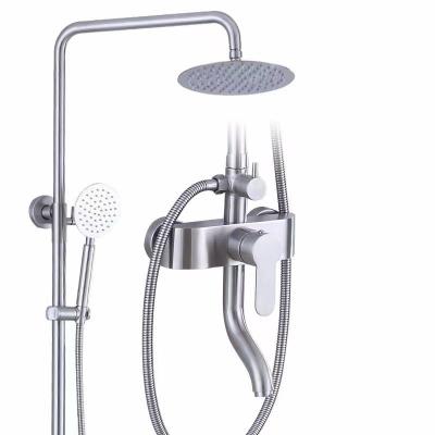 China With Slide Bar Wholesale Stainless Steel Exposed Rain Shower Set Hot Cold Brush Shower Mixer For Bathroom for sale