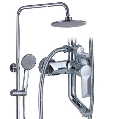 China With Sliding Bar Guarantee Quality Economical Round Or Square Bathroom Shower Single Handle Chrome Plated Brass Rain Shower Set Mixer for sale