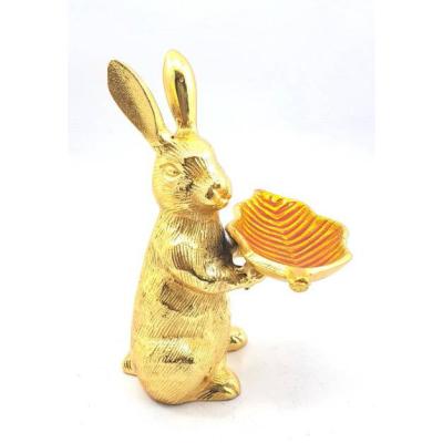 China Handmade Indian Designer Rabbit Waiter Hold Up Metal Bowl Decoration Professional Viable Manufacturing Metal Bowl for sale