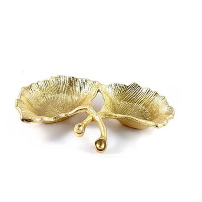 China Sustainable Private Design Metal Sheet Bowl Leaf Shape Gold Plated Material Bowl for sale