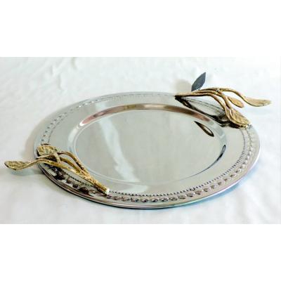 China Handmade Decorative Fancy Tray Gold New OEM and ODM Sustainable Design and Nickel Plated Shiny Metal Trays for sale