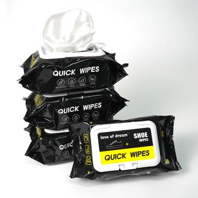 China Cleaning Alcohol Free Sneaker Cleaning Wet Wipes Moist Towelette for sale