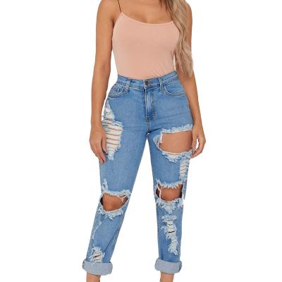 China Custom Anti-Wrinkle Ripped Denim Pants Casual Women Plus Size Straight Trousers Y2k Streetwear Women High Waist Loose Wide Leg Jeans for sale