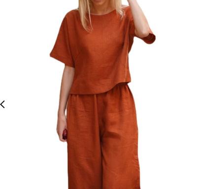 China 2022 Newest Viable Short Sleeve Women's Casual Loose Top Solid Color Shirt And Pants Two Piece Set Suit 5XL Plus Size Women Clothing for sale