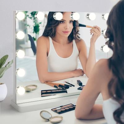 China Wholesale Custom Lighted Makeup Mirror Bathroom Lights Makeup Mirror With 3X Hollywood Style Makeup Mirror With Led for sale