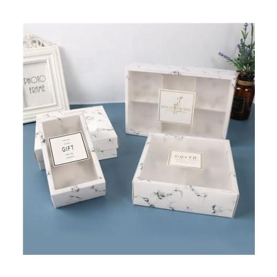 China Mooncake 2 4 6 Sim-Party Mooncake Biodegradable Wholesale Gift Box Clear Plastic Marble Paper Box for sale