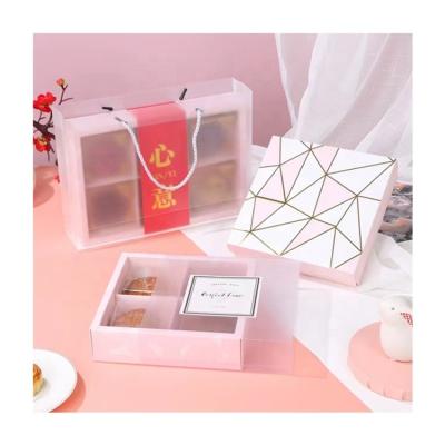 China Luxury Design Recycled Newest Design Materials Sim-party Printed 6 Holes Moon Cake Box Premium Packaging Paper Mooncake Boxes for sale