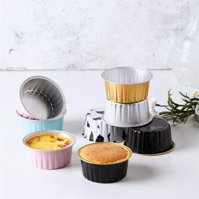 China Blue Cup Oven Cupcake Box Aluminized Non Stick Mini Food Grade Baking Cake Gold Sim-party Disposable Pudding for sale