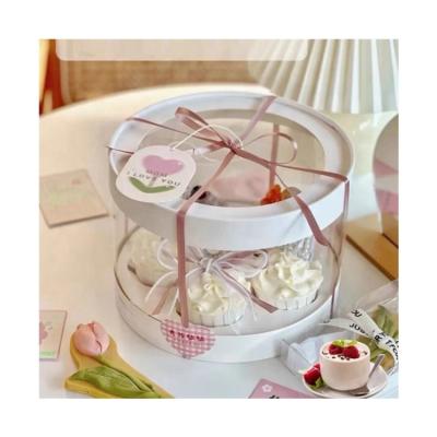 China Wholesale Recycled Sim-party 4 Materials 5 7 8 10 14 Hole Transparent Wedding Cupcake Boxes Window Top Tiered Cake Box for sale