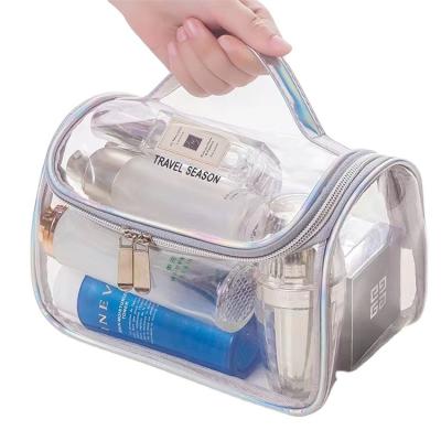 China Fashion Sim-Party Glitter Shine Stylish Durable Travel Clear Cosmetics Bag PVC Zippered Toiletry Item Cosmetic for sale