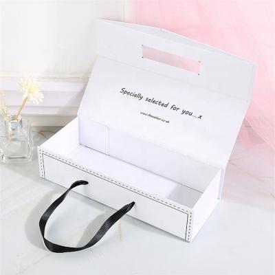 China Recycled Materials Sim-part Luxury Wholesale Luxury Narrow Flat Foldable Cosmetic Jewelry Wine Long Boxes Gift Package for sale