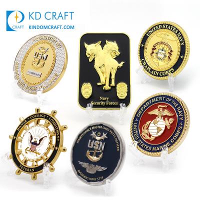 China Wholesale Personalized Africa Metal Custom Made Novelty Embossed 3d To Enamel Navy Commemorative Military Coin With PVC Wrap for sale