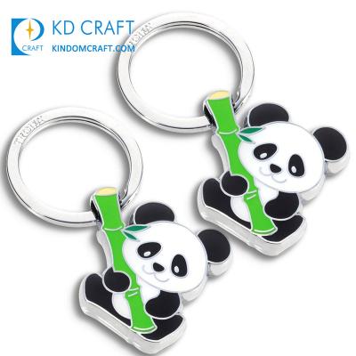 China Promotional Decorative Custom Shaped Couples Zinc Alloy Chinese Animal Cute Panda Souvenir Symbol Country Metal Enamel Key Chain For Gift for sale