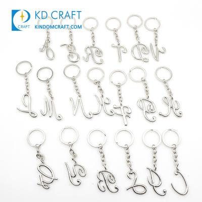 China Promotional Personalized Gift Ornament Metal Initial A-Z Blank Silver Key Chain Charm 26 Key Chain Letters Alphabet Accessories for sale