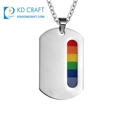 China China wholesale custom design rainbow gay pride lesbian dog tag metal slide lgbt day black colorful pendant necklace for advertising for sale