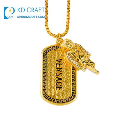 China China high quality custom made metal cut logo diamond rhinestone men's empty brass enamel engraved luxury dog ​​tag for sale for sale