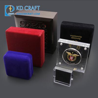 China China Factory Eco-Friendly Capsule Holder Clear Magnetic Wooden Leather Coin Holder Showcase Velvet Box Coin Holder Gift Boxes for sale