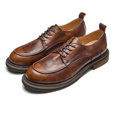 China Fashion Trend Factory Custom Genuine Leather Brown Roman Boots Men Shoe Men Light Weight Lace Up Shoes for sale