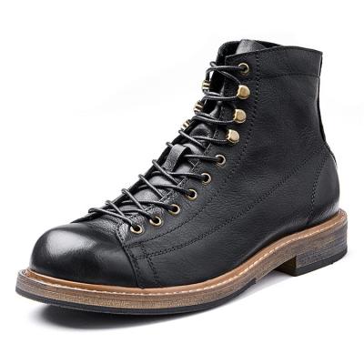 China Genuine Leather Rubber Outsole Fashion Breathable Autumn Men Boots Lace Up Boots For Men for sale