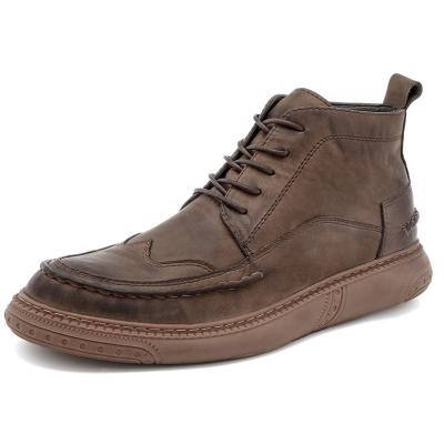 China Round Big Size Men's Genuine Leather Boots Fashion Winter Shoes for sale