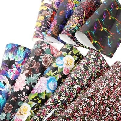 China Hot Sale 30CMx50CM Apparel 3D Floral Print Pattern Iron On Heat Transfer Vinyl Rolls HTV Vinyl Craft For T-shirt for sale