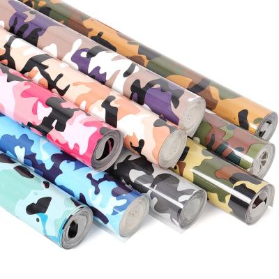 China Wholesale 10inx5Feet Rolls Camouflage Apparel Designs Pattern Vinyl Heat Transfer Printers For Shirts Apparel for sale