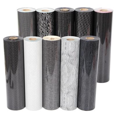 China 10inx50Yard Rolls Black Stripe Printing HTV Vinyl Vinyl Iron On Vinyl Transfer Film For Fabric Clothes for sale