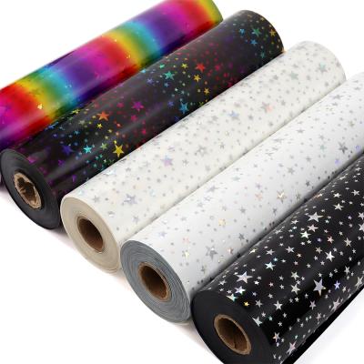 China 20inchx50Yard Apparel Factory Price Shirts Apparel Textile Rainbow Stars Print Designs HTV Vinyl Heat Transfer Vinyl Rolls for sale