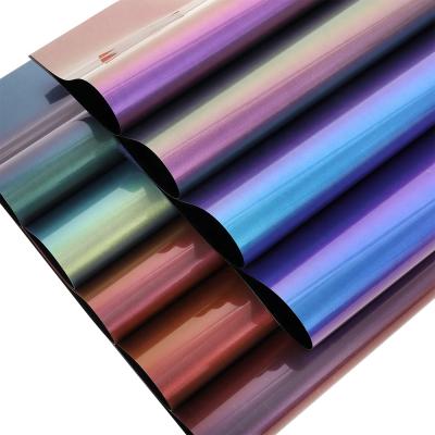 China 25x30CM Apparel Chameleon Heat Transfer Vinyl PU Cable HTV Vinyl Transfer Film Colored Textile Fabric For Clothes Shirts for sale