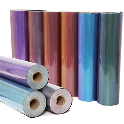 China Apparel 20inchx50Yard Rolls Easy Cut Iron On Vinyl Pastel Colors Chameleon Pattern Printing Transfer Film For Shirts Clothes for sale