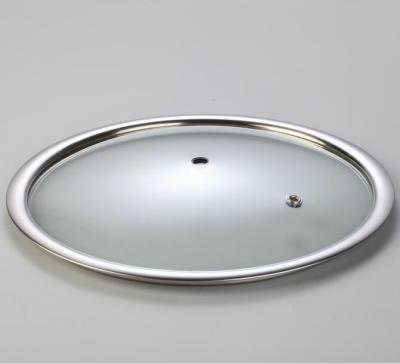 China Durable flat tempered glass lid stainless steel rim for pots and cookware for sale