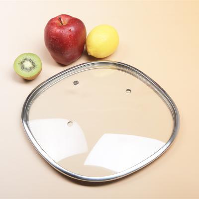 China OEM Manufacturer Glass Lid Viable Size Square Oval Tempered Glass Lid For Cookware for sale