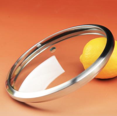China Sustainable Natural Dome Tempered Dome Glass With SS Ring Cookware Pan Lid for sale