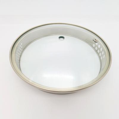 China Viable Widely Used L Shaped High Dome Glass Lid With Single Exhaust Hole Rice Cooker Tempered Glass Lid for sale