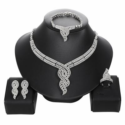 China FASHIONABLE 4PCS Green CZ Luxury African Jewelry Set For Women Wedding Party Crystal Dubai Bridal Jewelry Set Zircon Gift for sale