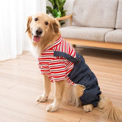 China Spring and autumn dog clothes new winter pants striped lattice back clothes four feet viable thick section pet fashion clothes for sale