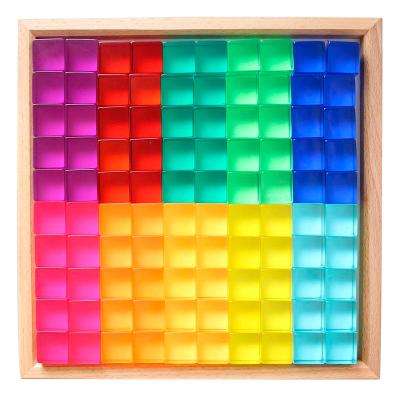 China 50pcs Custom Acrylic Rainbow Blocks Cube Game Resin Building Toy Mold Gem Building Blocks Cubes For Kids for sale