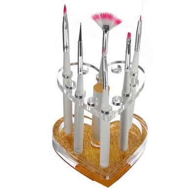 China Factory Customized Viable Transparent Acrylic Cosmetic Brush Holder Storage Rack Heart Shaped Pen Display Showcase for sale