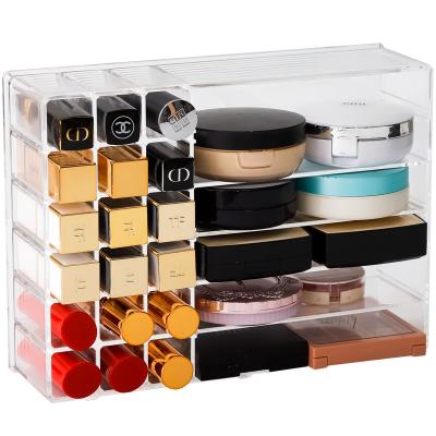 China Factory Customized Multi-compartment Lipstick Storage Box Single Sided Fashion Detachable Acrylic Cosmetic Vanity Rack Holder for sale