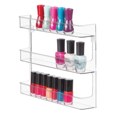 China Factory Customized Wall Mounted Single Sided 3-Layer Acrylic Nail Polish Store High Quality Boutique Nail Polish Display Rack for sale