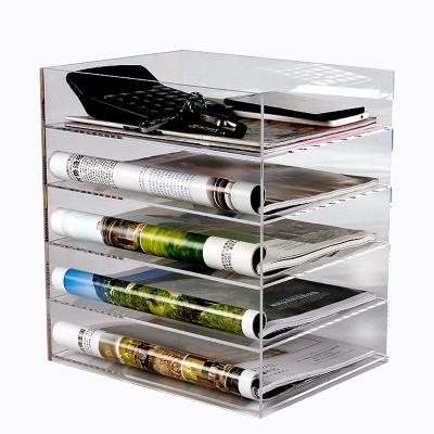 China OEM are available Custom Multi-Layer Acrylic Folder Holder Column Frame Office Supplies Storage Office Supplies Manufacturers A4 Storage Rack for sale