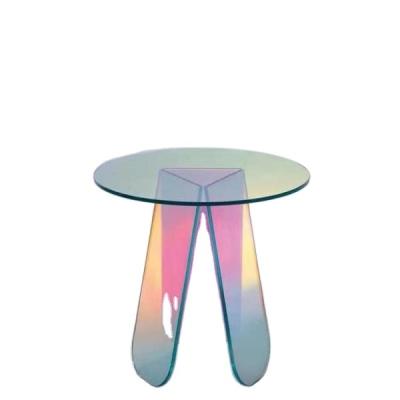 China Rainbow color acrylic table logo printed wholesale elegant rainbow color acrylic round table for sale