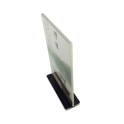 China New design acrylic plastic factory acrylic transparent table display A4 size table card stands in cheap price for sale