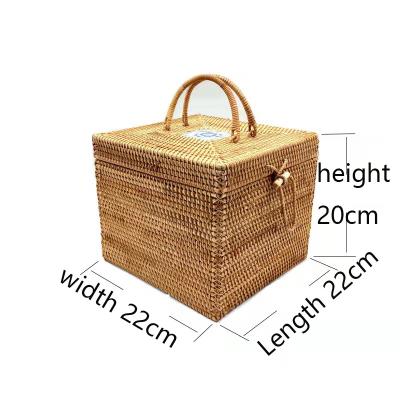 China Viable Feature Creative Rattan Handle Handwork Porcelain Tea Cake Box Square Cake Box for sale